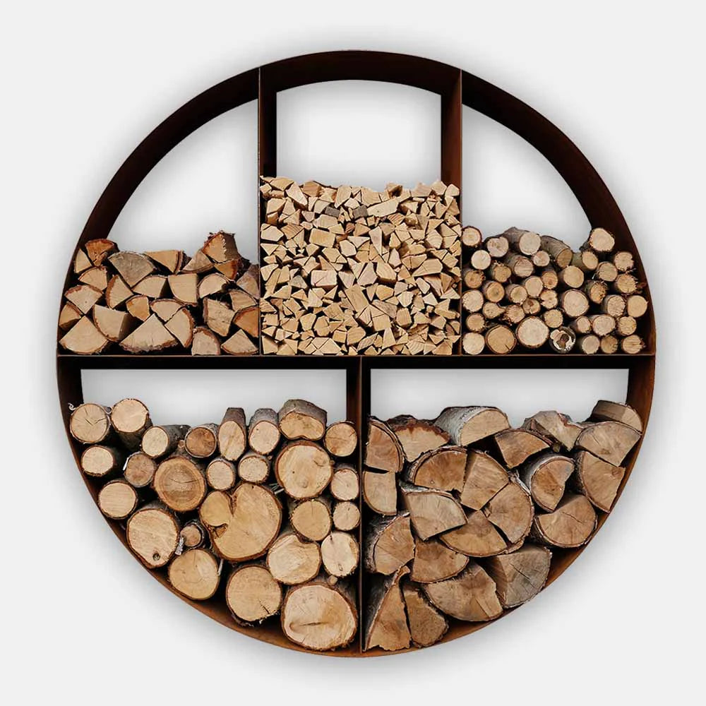 CORTEN STEEL CIRCULAR LOG STORE