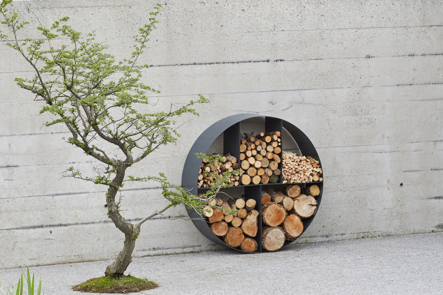 CORTEN STEEL CIRCULAR LOG STORE