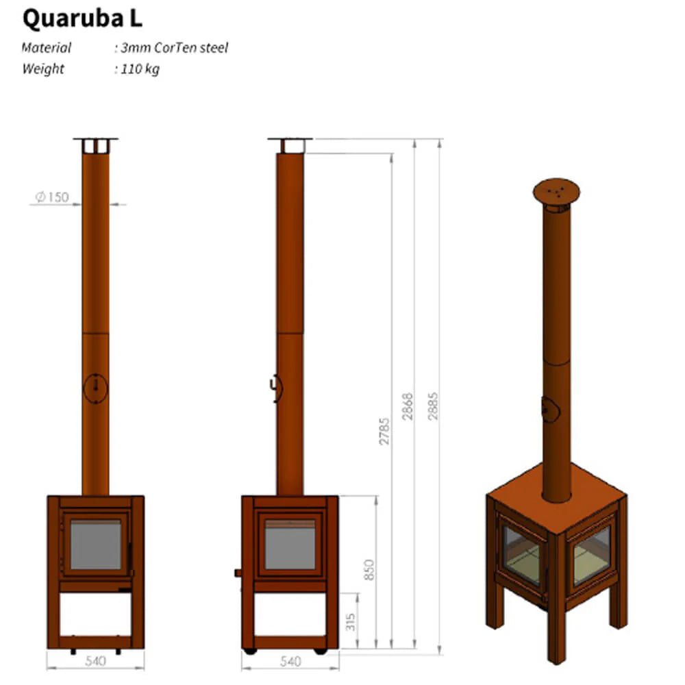 RB73 QUARUBA L STATIONARY LOG BURNER
