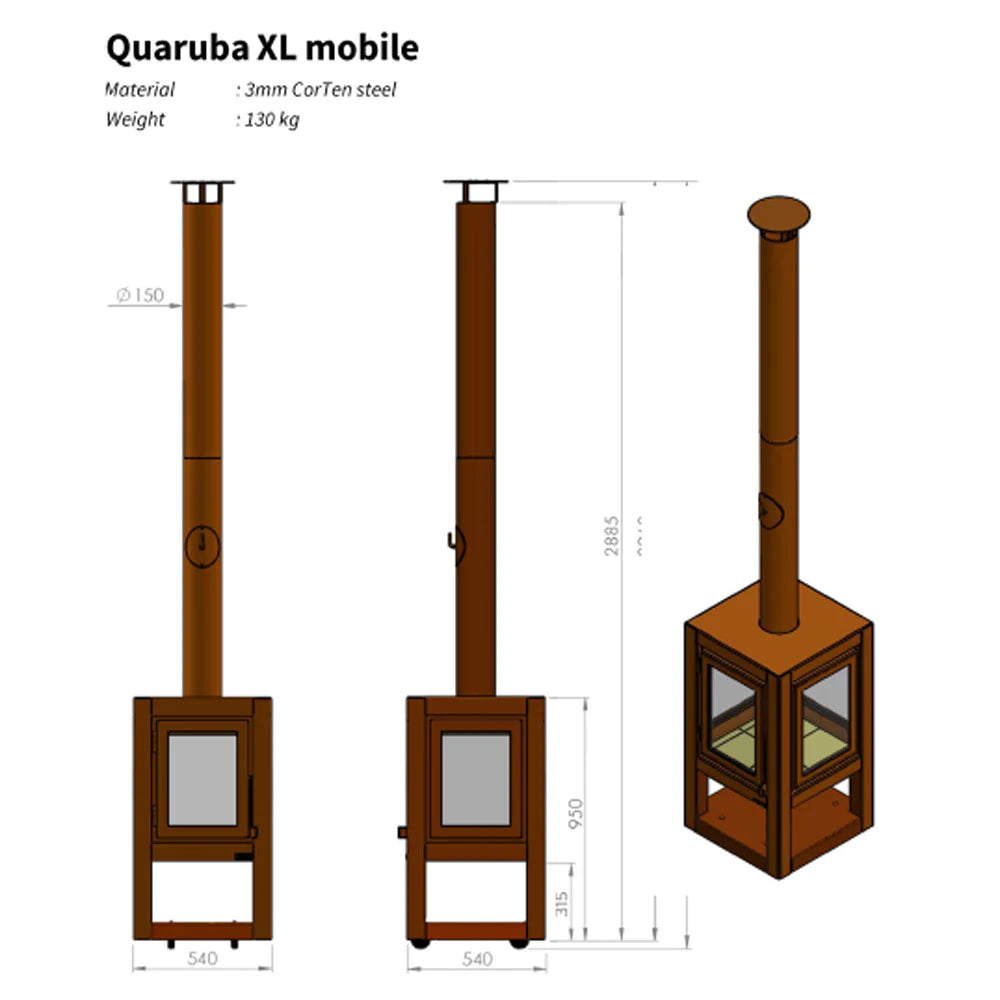 RB73 QUARUBA XL MOBILE LOG BURNER