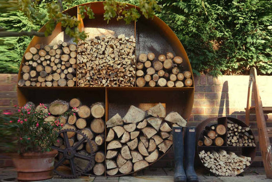 CORTEN STEEL CIRCULAR LOG STORE